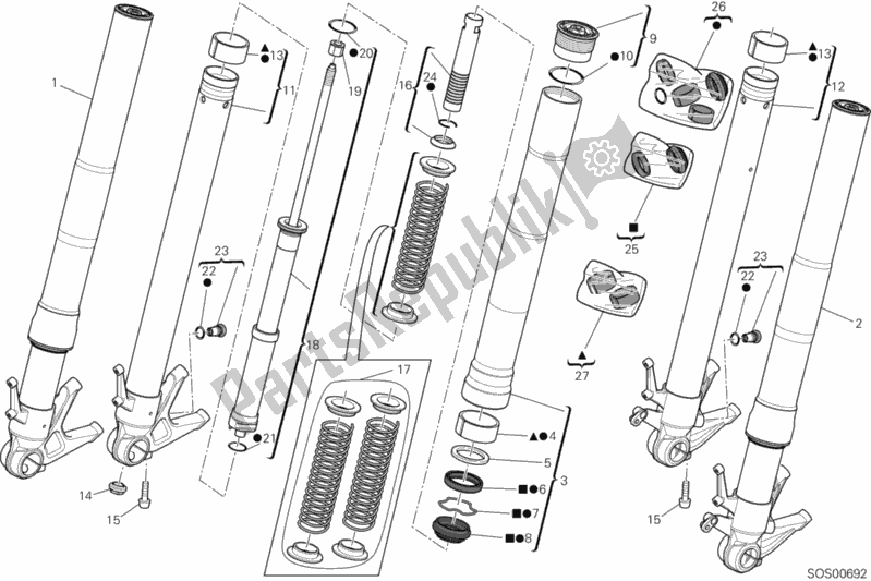 Toutes les pièces pour le Fourche Avant du Ducati Superbike 1199 Panigale 2013